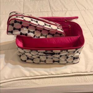 Kate Spade Stylish Pink and Black Geometric Cosmetic Bag Set